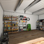 WKM 10x14 Outdoor Storage Shed, Garden Shed with Updated Frame Structure and Lockable Doors, Metal Tool Sheds for Backyard Garden Patio Lawn, White