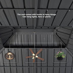 PURPLE LEAF 10' X 14' Gazebo with Metal Roof Patio Gazebo with Light for Outdoor Lawn and Garden Hardtop Grey