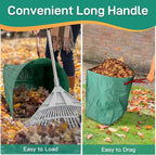 2 Pack 53 Gallon Reusable Yard Waste Bags, Dustpan-Type Lawn Bags, Collapsible Heavy Duty Leaf Bags, Standable Garden Waste Bags for Collecting Leaves, Lawn Grass, Clippings and Branches