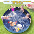 97" Foldable Dog Pool Kiddie Swimming Pool, Plastic Non-Slip Hard Shell Kids Wading Pool, Large Portable Collapsible Pet Puppy Bathing Tub, Heavy Duty - Family Size, 8 ft x 16 inch.D - 5XL