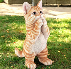 Outdoor Funny Cat Statues Decro,Yard Art Garden Sculptures & Statues,Outdoor Real Animal Sculpture,Perfect for Home Garden Stairs,Farm,Patio,Backyard
