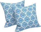 LVTXIII Outdoor Pillow Covers ONLY, Square Throw Pillow Covers, Modern Cushion Cases for Sofa Patio Couch Decoration 18 x 18 Inch, Pack of 2, Celadon Geometric
