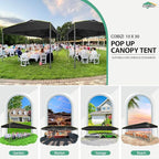 COBIZI 10x30 Pop Up Canopy with Air Vent Ez Pop Up Party 10x30 Canopies Tent Waterproof and UPF50+,Outdoor Canopy Tent for Parties Wedding Events,with Roller Bag, Sandbags, Black
