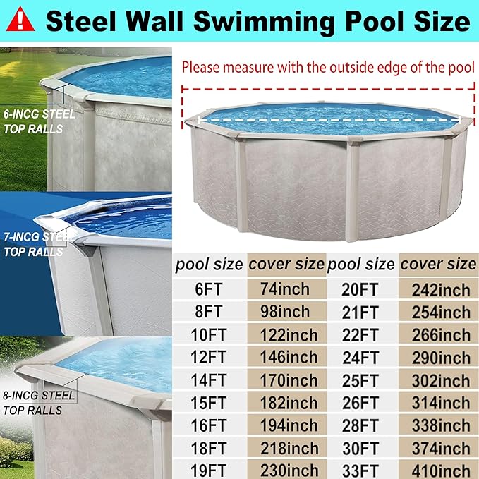 16 Ft Pool Cover, with Automatic Drain Round Pool Cover, One-Piece Quick Installation and Removal Above Ground Pool Cover, Preventing Waterlogging, UV Protected Solar Swimming Pool Cover