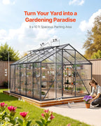 VEVOR 8 x 10 FT Polycarbonate Greenhouse, Heavy Duty Outdoor Green House with Adjustable Vents & Push-Pull Lockable Door, Quick Setup, Aluminum Frame Walk-in Greenhouse Sunroom for Outside Garden Lawn