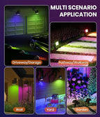 Solar Spotlights Focus Lights Outdoor Waterproof IP65,Multicolor,RGB,4 Pack,6 Color,2 Lighting Modes,105°Adjustable 58 LED Spot Lights Solar Prowered Flood Light for Yard/Landscape/Garden/House