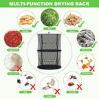 2 Layer Herb Drying Rack, Collapsible Mesh Drying Rack, Small Hanging Drying Net with Green Zipper & Hooks, Indoor Outdoor for Drying Herbs, Socks, Underwear, Seafood & Camping Food (11.81")