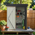 Greesum 5×3FT Outdoor Storage Shed, Metal Patio Storaged Sheds with Lockable Doors, Sheds & Outdoor Storage for Bike, Backyard, Pool and Garden, Brown
