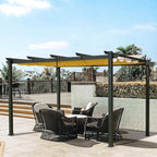 Domi Outdoor Living 10’ X 13’ Outdoor Retractable Pergola with Weather-Resistant Canopy Aluminum Garden Pergola Patio Grill Gazebo for Courtyard