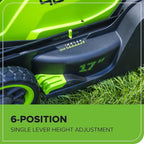 Greenworks 40V 17” Brushless (Push) Cordless Lawn Mower, 4.0Ah Battery and Charger