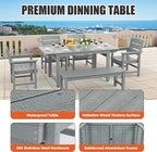 6-Piece HIPS Patio Dining Set, Outdoor Dining Table and Chairs Set with Umbrella Hole, Weatherproof Dining Table Set for 6 Person, Patio Furniture Set for Outside Deck, Grey