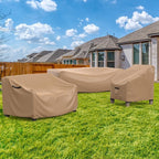 Patio Sofa Cover Waterproof - Heavy Duty 3-Seater Outdoor Couch Cover, Patio Furniture Covers with Air Vent and Handles, 78" L ×33" D×32" H, Brown