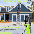 5000PSI Pressure Cleaner - 2025 New Power Cleaner with Upgraded 33ft Pressure Cleaner Hose Reel, Foam Cannon, 4 Nozzle Set, Power Cleaner for House/Patios/Car/Fence, Green
