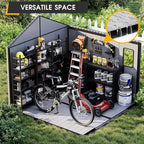 8 x 8 FT Resin Outdoor Storage Shed, All-Weather Plastic Garden Shed with Floor, Lockable Doors & Windows, Plastic Tool Shed for Poolside, Backyard, Patio
