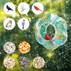 Yinns 9 Inch Large Mosaic Bird Feeders for Outside Hanging Fly Through Bird Feeder with Flower Shape Glass Birdfeeder for Garden Decor