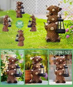 Solar Highland Cow Outdoor Decor:Garden Statue Outside Lantern Ornaments for Yard Lawn Patio Porch- Unique Gifts for Mom Women Grandma(Brown)