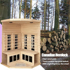 Ceramic Infrared Saunas for Home, 2-3 Person Infrared Sauna, Low EMF Indoor Sauna, Home Sauna, Hemlock Wooden Sauna Room with Bluetooth Speakers, Reading Lamps, Chromotherapy Lights