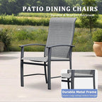 Outdoor Dining Chairs Set of 4, Stackable Patio Chairs with Metal Frame & Textilene Fabric, Perfect for Patio Garden Deck, Grey