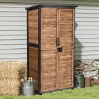 Outdoor Storage Shed, Outdoor Storage Cabinet with Sturdy Iron-Frame & Anti-Corrosion Wood, Adjustable Shelves, Weather-Resistant Louvered Door for Garden Tools, Patio Utility Tool Storage