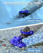 Cordless Pool Vacuum for Above Ground Pool, 60W Rechargeable Handheld Pool Vacuum Cleaner with Pole & 18GPM Suction, Spa Vacuum for Hot Tub, Above Ground/Inground Pools-Grey