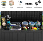 YITAHOME 120 Gallon Resin Deck Box, Weather Resistant Outdoor Storage Box for Patio Cushions, Garden Tools, Pool Supplies, Lockable, Easy With Tool Assembly, Extra Seat or Table (Black)