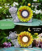 Solar Turtle Sunflower Light Garden Decor, Outdoor Statue Ornaments for Home Yard Lawn,Unique Gifts for Women Grandma Mom(Grey)