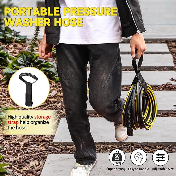 Power Washer Hose 40ft - 1/4" Non Kinking Flexible Pressure Washer Hose,3600psi M22-14mm High Pressure Hose Extension Replacement With Stainless Steel Quick Connect Fittings