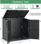 36 Cu Ft Resin Outdoor Storage Shed, Weatherproof Horizontal Outdoor Storage Cabinet with Dual Lock Door for Backyard, Patio, Garage, Garden(Black)