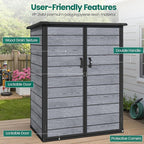 Vertical Outdoor Storage Shed with Floor, 56.8 Cu.Ft Resin Tool Cabinet with Lockable Doors, Waterproof Garden Storage Shed for Patio, Backyard & Garage Organization (Dark Gray)