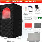 Portable Infrared Sauna Box for Home, Full Body Steam Sauna Tent with 660nm & 850nm Red Light Therapy Lamp, 3L 1200W Fast-Heating Steamer, Adjustable Temp & Remote Control for Relaxation, Detox