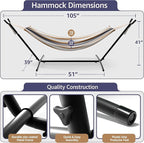 Sorbus 2-Person Hammock with Stand – 60" Cotton Blend Bed, Heavy Duty 450lbs Capacity, Portable with Carrying Case – for Garden, Patio, Outdoor, Camping, Gifts – Washable