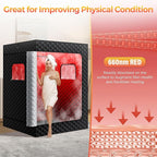 Upgraded 2 Person Sauna Box, Portable Infrared Sauna with 5-Layer Waterproof, 2 Steamers, 2 Folding Chair, 71”x 36”x 49” for Indoor, Outdoor, Gym, Spa, Carbon Black