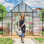 10x12 FT Greenhouse for Outdoor Large Heavy Duty Polycarbonate Greenhouses Aluminum Frame Walk-in Green House with 2 Windows Wider Door for Garden Plants Outside