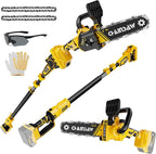 2-in-1 Cordless Pole Saw, 8 Inch Brushless Pole Chainsaws Compatibility with Dewalt 20V MAX Battery(No Battery), 8 lb Lightweight, Auto Oiling, 14.8 FT MAX Extension Pole Saws for Tree Trimming