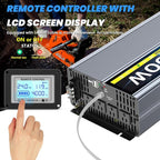 24V 4000W Pure Sine Wave Inverter 24V DC to 110V/120V AC Converter with 4AC Outlets, 5V/3.4A USB, Remote Control with on-Screen Display, Off-Grid Solar Power Inverter for Truck, Home, Vehicles, RV