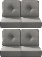 Luxury 22x24/22x25 6-Inch Outdoor Chair Cushions Set of 4 - Heavy Duty Water Repellent Comfortable Cushion for Patio Furniture Set Dining Gliding Rocking Chairs Loveseat L-Shape Sofa - Grey