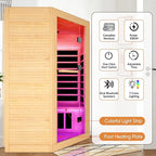 2-3 Person Sauna Corner Sauna Far Infrared Saunas Room Home Canadian Hemlock Indoor 2100W Low-EMF Dry Saunas with 7 Color Therapy 47.2 * 47.2 * 74.8inch
