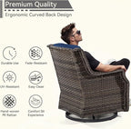 Outdoor Swivel Rocker Patio Chair with Matching Side Table - 360 Degree Patio Swivel Glider Chair with 3.5" Olefin Cushions(Mixed Grey/Blue)