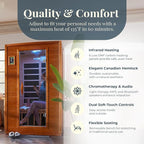 Dynamic Saunas Andora 2-Person Low EMF FAR Infrared Sauna with Red Light Therapy & Bluetooth Speakers | Personal Indoor Dry Heat Sauna for Home & Gym – Made from Canadian Hemlock