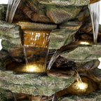 Naturefalls 59inches Outdoor Rock Water Fountain with LED Lights - Multi-Tiers Poly-Resin Cascading Waterfall Fountain for Garden, Patio, Yard, Home Decor
