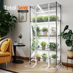 Bstrip Indoor Greenhouse with Grow Light, Mini Green house with 4 Pack T8 Full Spectrum Plant Lights with Timer, Plant Shelf with Tent for Indoor Plant, Seed Starting, Seed Tray, 29.5"x13.8"x59"