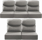 Luxury 24x24x6 Inch Smile Outdoor Cushions for Patio 5 Piece Set - Set of 5 Zippered Outside Pillows for Wicker Dining Rocking Swivel Chairs Loveseat Couch Sectional Sofa - Grey