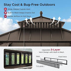 SUNJOY Kingston 10' x 10' Hardtop Gazebo with Galvanized Steel Double Roof, Curtain and Netting, Brown Aluminum Posts Permanent Pavilion Gazebo for Garden, Patio, Deck, Lawn