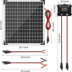 Voltset Solar Panel Kit 50W 12V, Solar Battery Trickle Charger Maintainer, Waterproof Solar Panel + Upgrade Charge Controller + Mount Bracket for Boat RV Motorcycle Marine