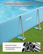 VEVOR Frame Above Ground Swimming Pool, 118 x 78 x 30 in Rectangular Steel Metal Frame, Large Rectangle Outdoor Backyard Family Pool, Easy to Assemble Rust-Resistant, 1046 Gallon Water Capacity, Blue