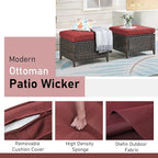 Wicker Outdoor Conversation Set-6 Pieces Outdoor Wicker High Back Couch with Swivel Rocker Chairs Patio Furniture for Deck Poolside Backyard-Brown/Red
