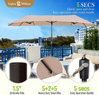 Sophia & William Patio Set with Umbrella 8 Pieces Outdoor Dining Set for 6 with 13ft Large Patio Umbrella Beige, 6 x Swivel Patio Chairs with 59" Dining Table for Lawn Garden