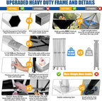 HOTEEL 10x30 Pop up Canopy Tent for Parties, Heavy Duty Easy Setup Tent Without Sidewalls, Outdoor Commercial Instant Gazebo for Wedding Event, with Portable Bag, Black(Hexagonal Frame)