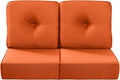 Luxury 22x24/22x25 6-Inch Outdoor Seat Cushions - Set of 2 Water Repellent Patio Chair Replacement Cushion for Porch Rattan Dining Rocker Glider Chairs Loveseat Couch Sectional Sofa - Orange
