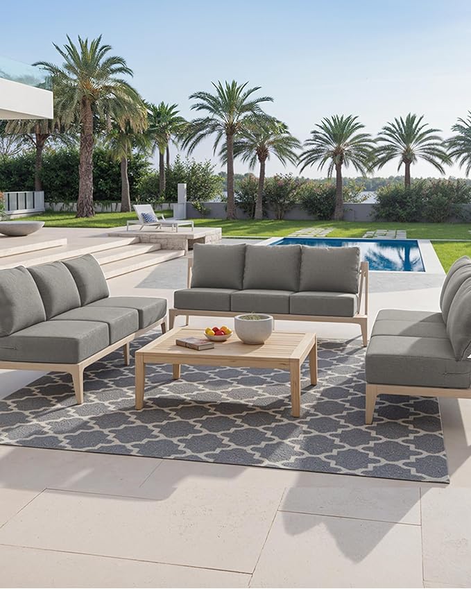 Luxury 24x24x6 Inch Outdoor Cushions - Water&UV&Fade Resistant 1 Set Patio Replacement Seat Cushion for Rattan Mental Wicker Dining Rocking Swivel Chairs Loveseat Couch Sectional Sofa - Grey
